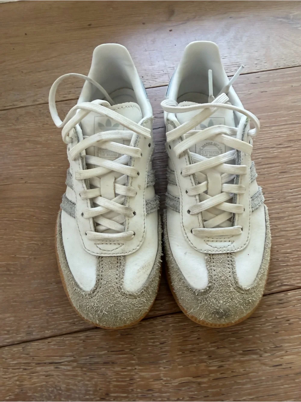 Kids adidas samba Neutral Leather & Suede Lace-Up Sneaker